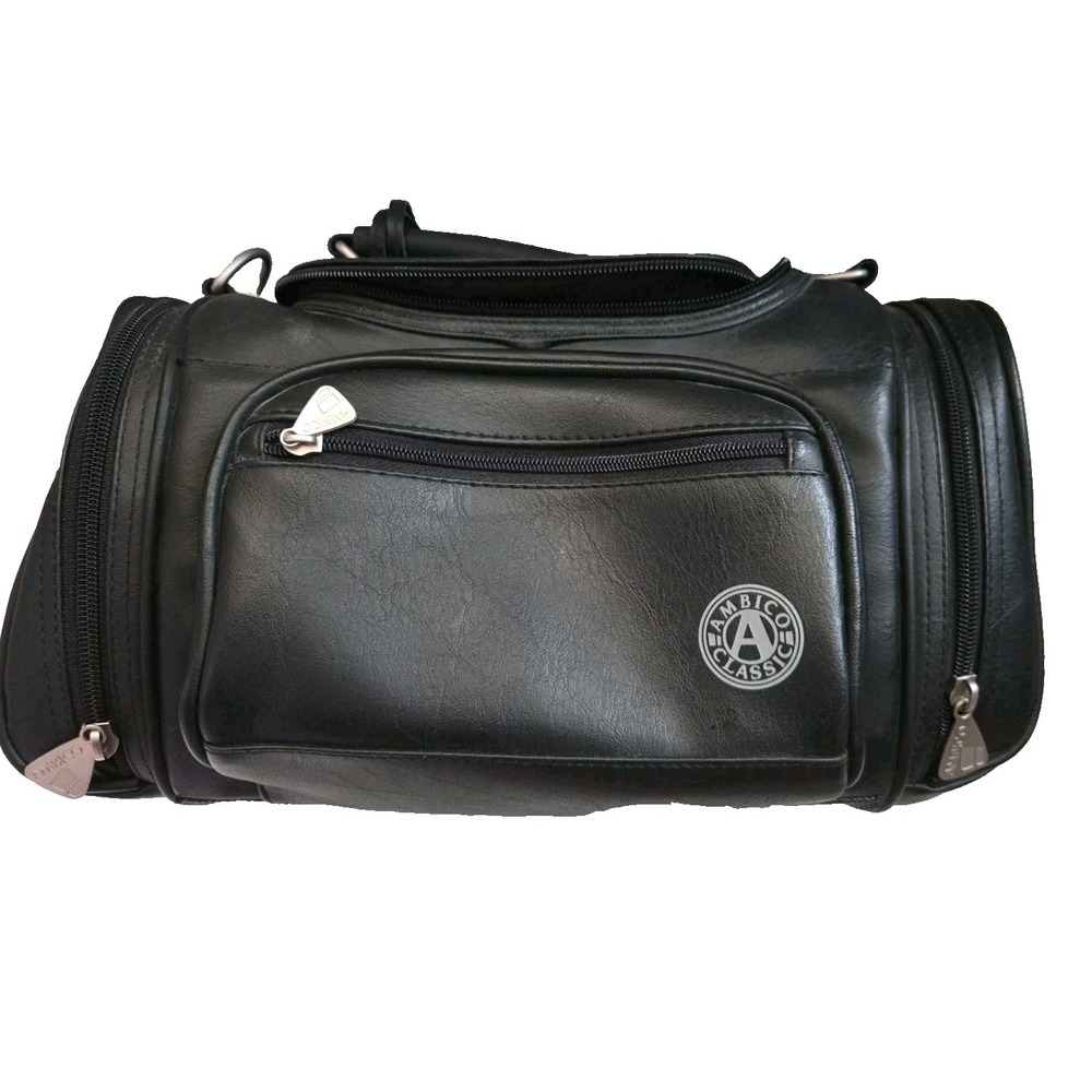 Ambico Black Faux Leather Camera Bag With Multiple Compartments And Strap in EUC